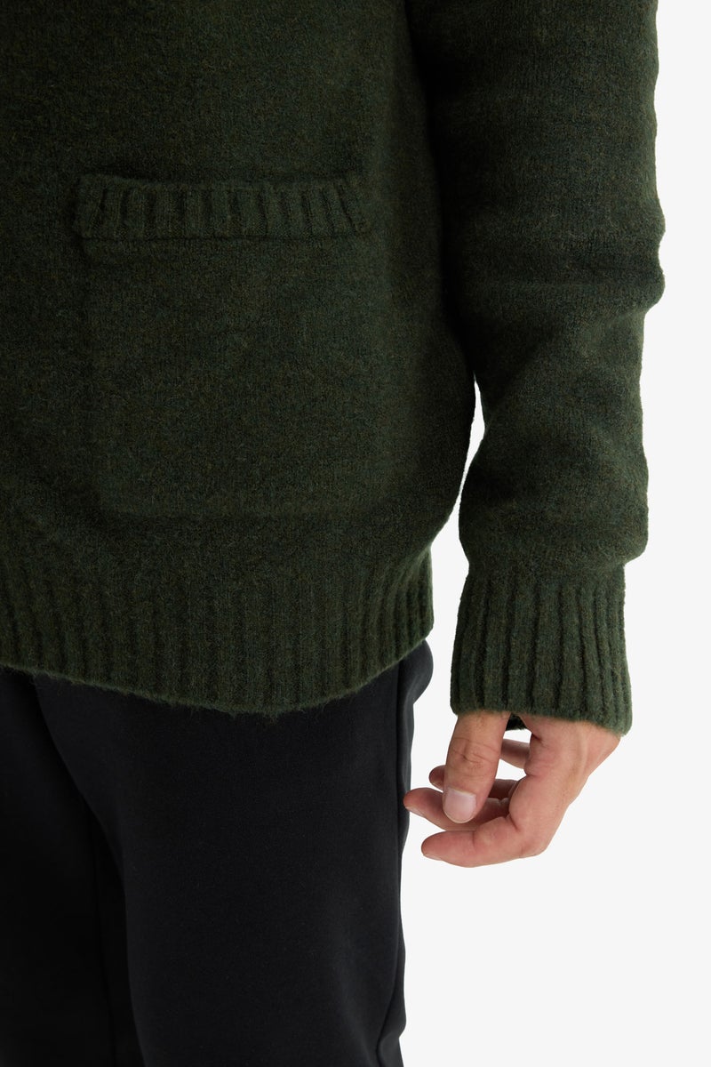DeFacto Green Man Standard Fit Turtleneck Knitwear Cardigan Casual - Image 5